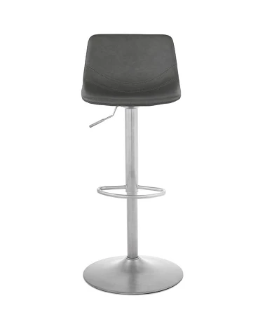 Tabouret de bar similicuir Gris Fonce 'OTENBA' pied chrome