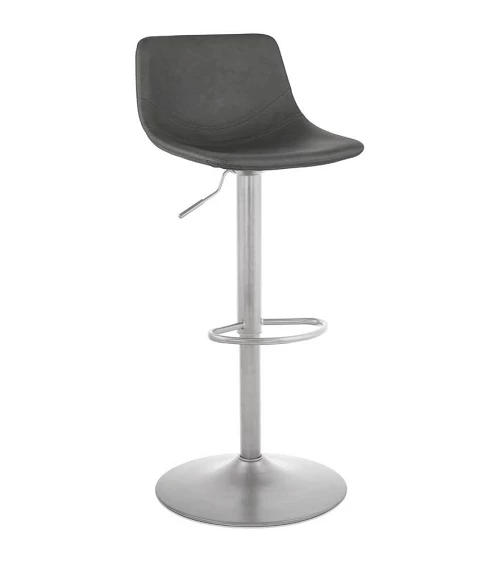 Tabouret de bar chrome 'OTENBA' similicuir Gris Fonce