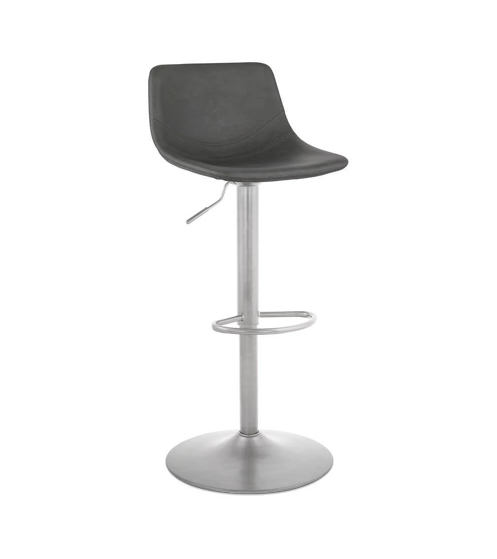 Tabouret de bar chrome 'OTENBA' similicuir Gris Fonce