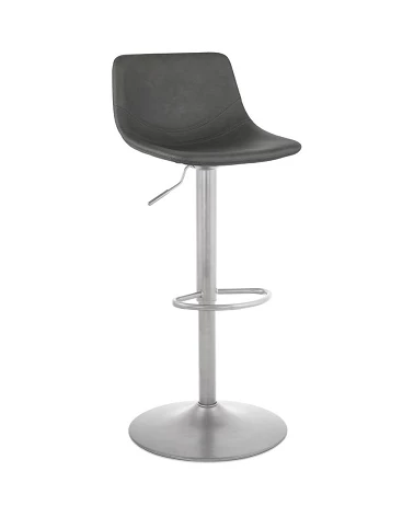 Tabouret de bar chrome 'OTENBA' similicuir Gris Fonce