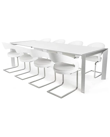 Table extensible aluminium Vigo laque blanc