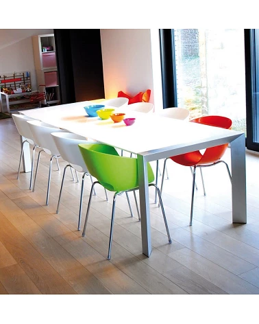 Table extensible aluminium Vigo laque blanc