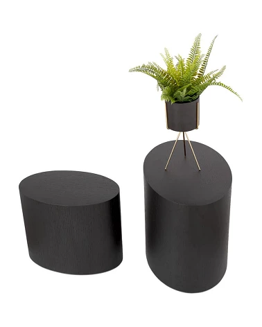 Lot de 2 tables d'appoint TRUNKO Bois plaqué chêne noir