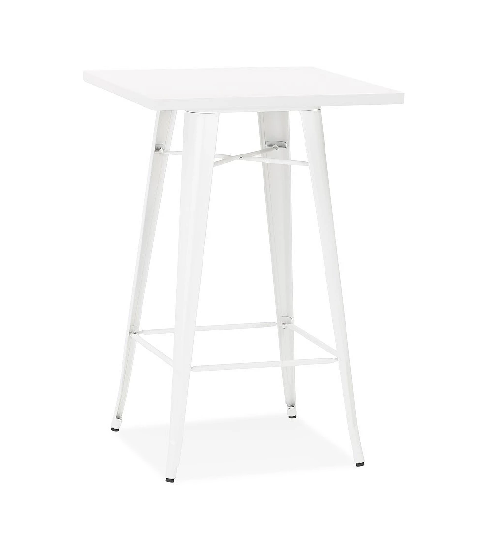 Table Bar style industriel métal FRANKLIN Pin Blanc