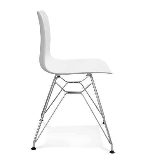 Chaise design 'FIFI' metal Chrome et Poly Blanc