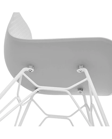 Chaise design 'FIFI' metal blanc et Poly Gris