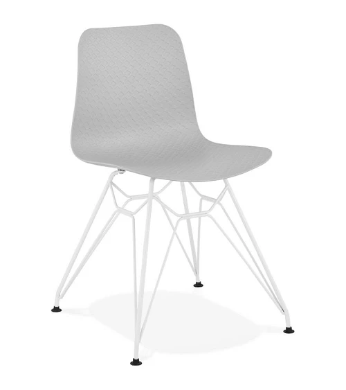 Chaise design 'FIFI' metal blanc et Poly Gris