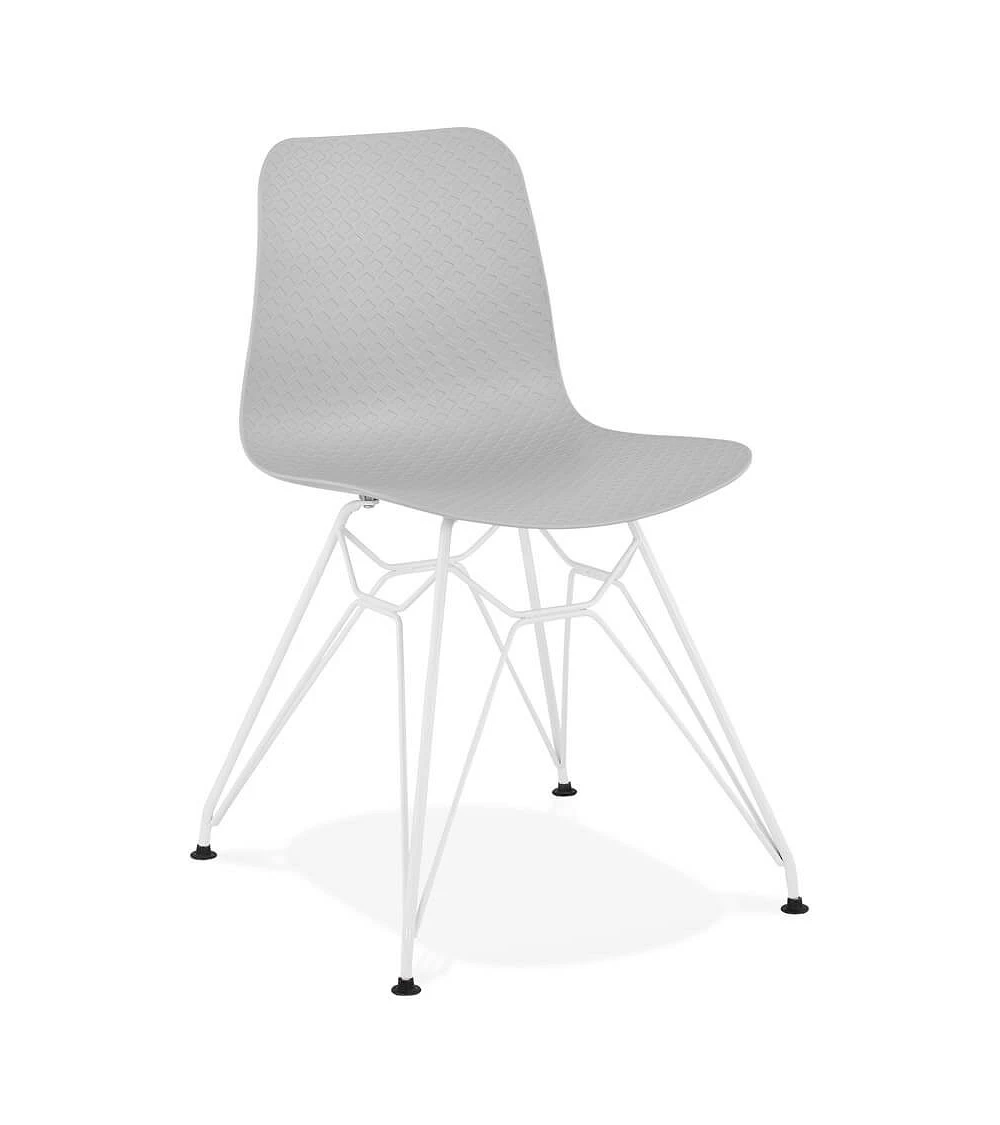 Chaise design 'FIFI' metal blanc et Poly Gris