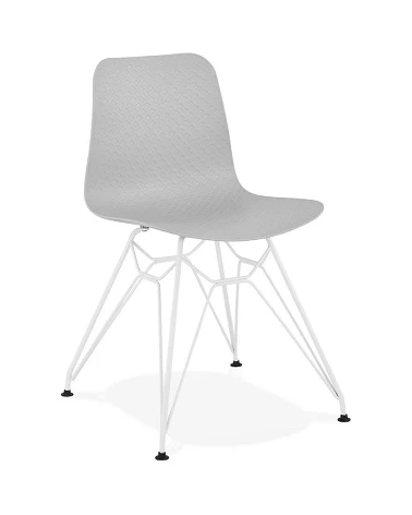 Chaise design 'FIFI' metal blanc et Poly Gris