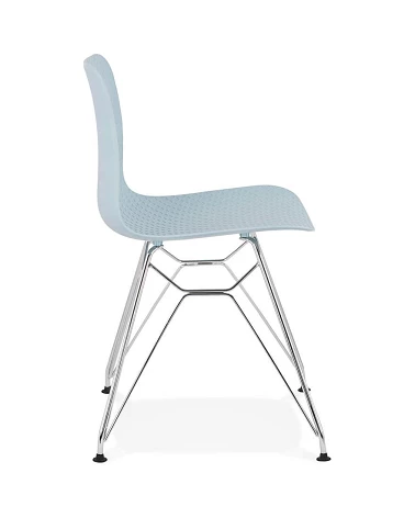 Chaise design 'FIFI' metal Chrome et Poly Bleu