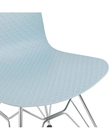 Chaise design 'FIFI' metal Chrome et Poly Bleu