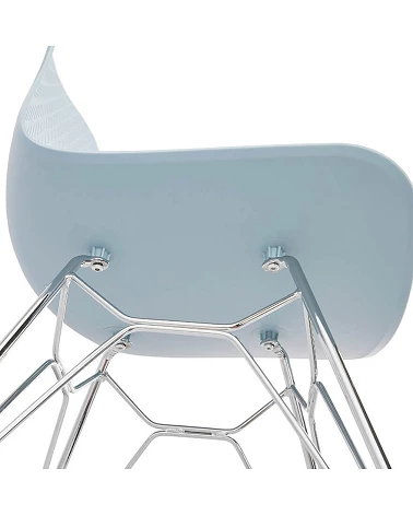 Chaise design 'FIFI' metal Chrome et Poly Bleu