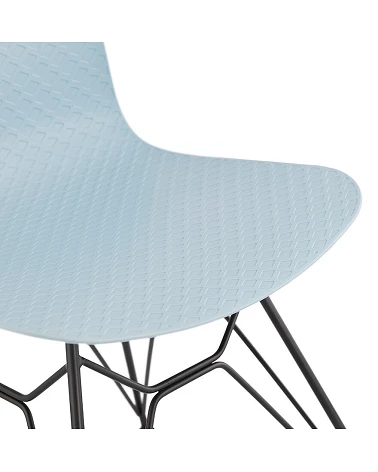 Chaise design 'FIFI' métal noir et Poly Bleu