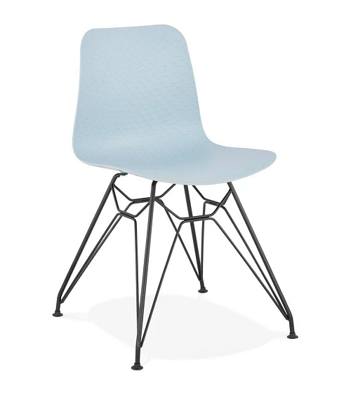 Chaise design 'FIFI' métal noir et Poly Bleu