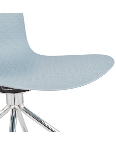 Chaise de bureau 'RULLE' Pieds Chromes et Poly Bleu