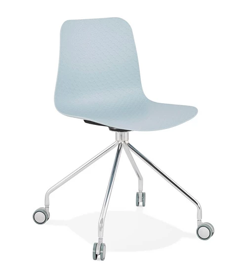 Chaise de bureau 'RULLE' Pieds Chromes et Poly Bleu