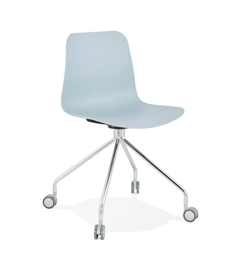 Chaise de bureau 'RULLE' Pieds Chromes et Poly Bleu