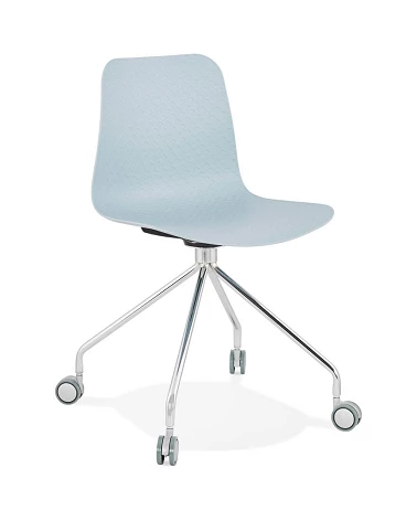 Chaise de bureau 'RULLE' Pieds Chromes et Poly Bleu