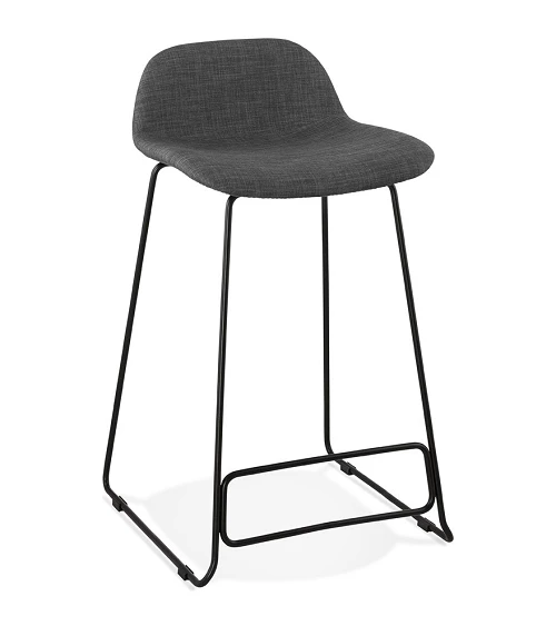 Tabouret de bar design Noir Vancouver mini tissu Gris Fonce