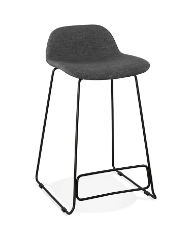 Tabouret de bar design Noir Vancouver mini tissu Gris Fonce