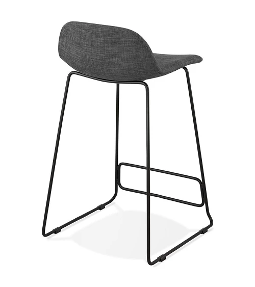 Tabouret de bar Noir Vancouver Mini tissu Gris Fonce