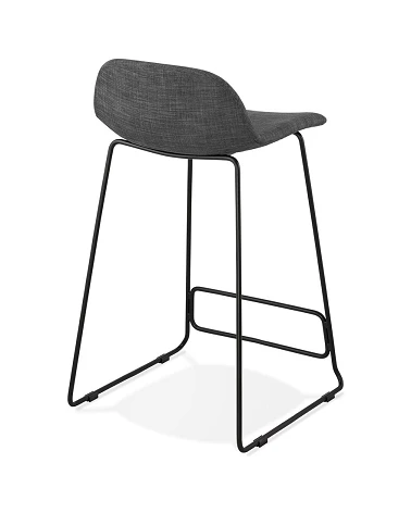 Tabouret de bar Noir Vancouver Mini tissu Gris Fonce