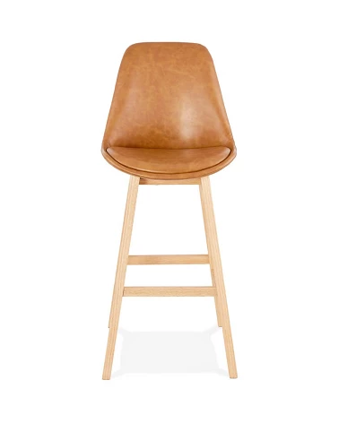 Tabouret de bar bois JANIE simili Marron