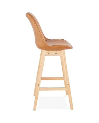 Tabouret de bar bois JANIE simili Marron