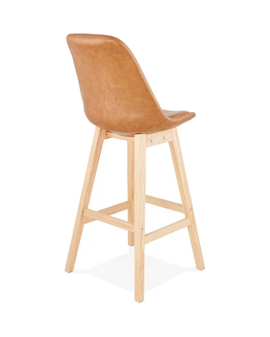 Tabouret de bar bois JANIE simili Marron