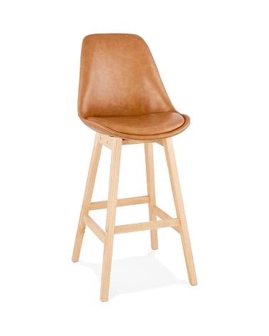 Tabouret de bar bois JANIE simili Marron