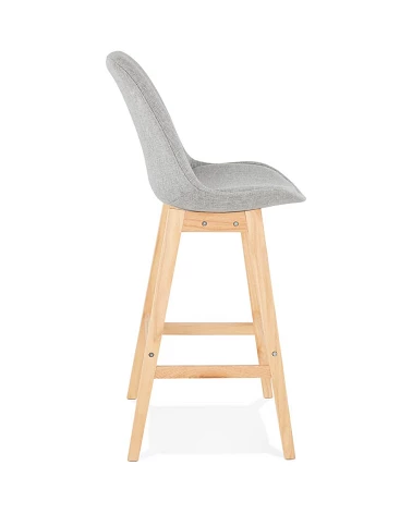 Tabouret de bar design bois QOOP tissu Gris