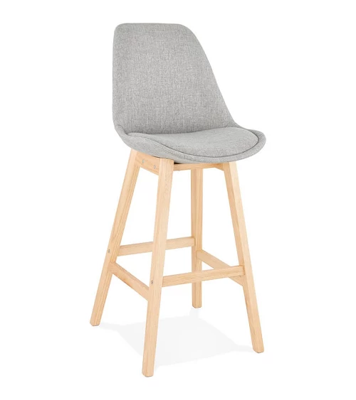 Tabouret de bar design bois QOOP tissu Gris