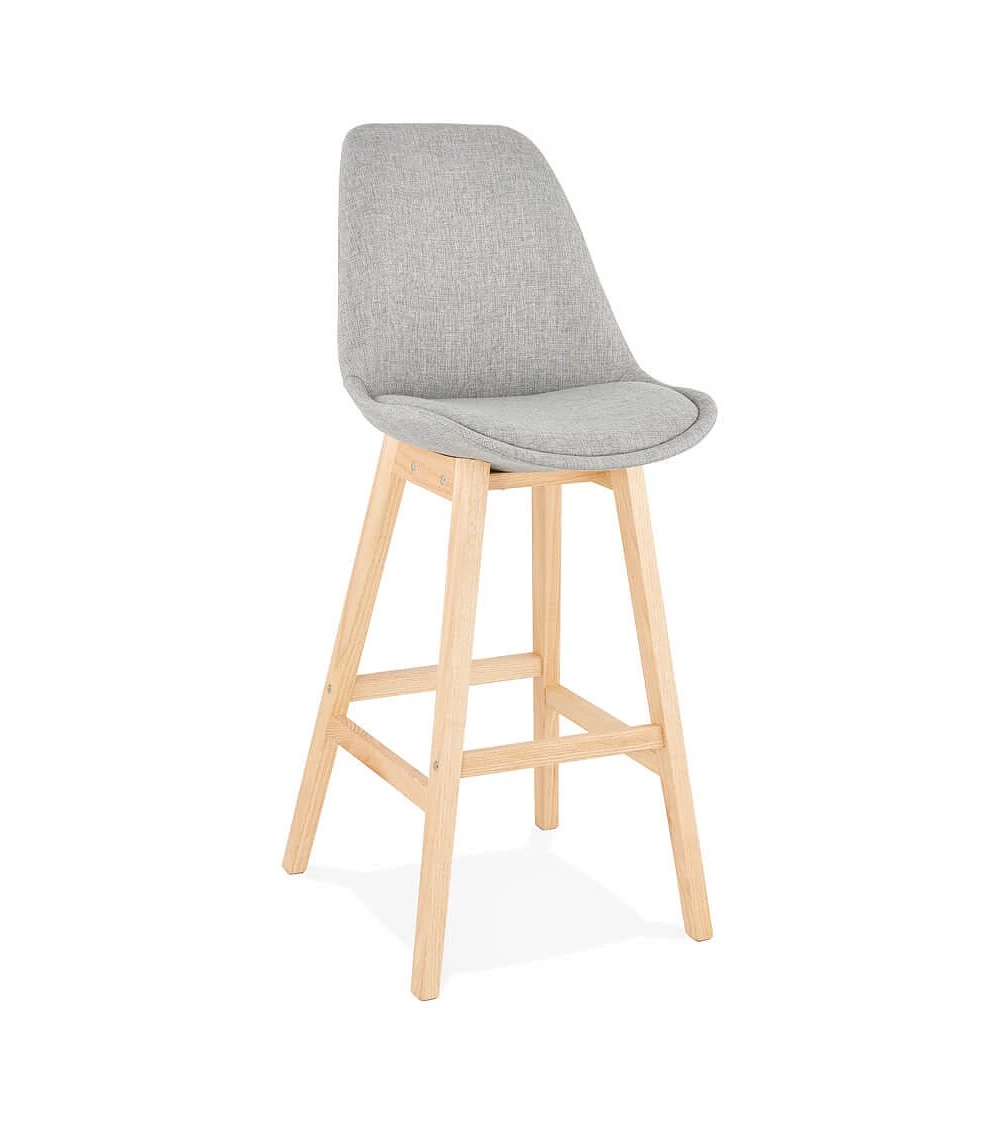 Tabouret de bar design bois QOOP tissu Gris