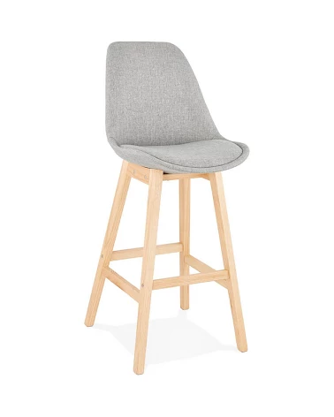 Tabouret de bar design bois QOOP tissu Gris