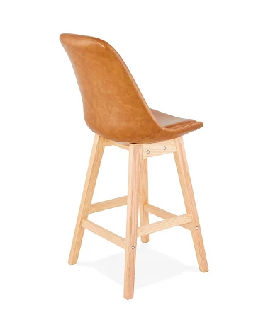 Tabouret de bar bois JANIE mini simili Marron