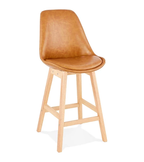 Tabouret de bar bois JANIE mini simili Marron