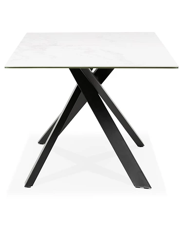 Table repas metal Noir VIEDMA ceramique effet marbre