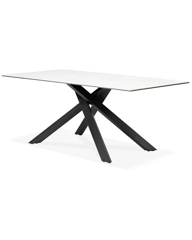 Table repas metal Noir VIEDMA ceramique effet marbre