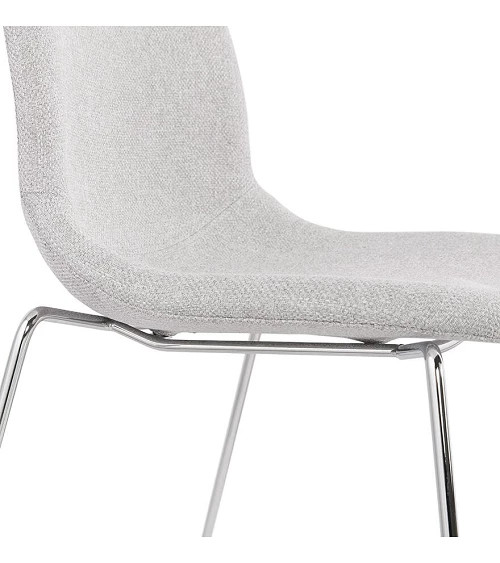 Chaise design metal chrome 'SILENTO" tissu Gris Clair coté