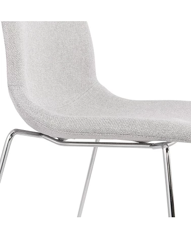 Chaise design metal chrome 'SILENTO" tissu Gris Clair coté