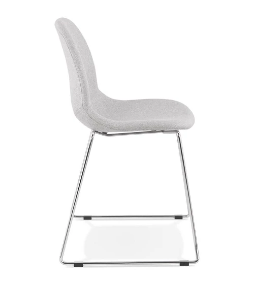 Chaise design metal chrome 'SILENTO" tissu Gris Clair profil