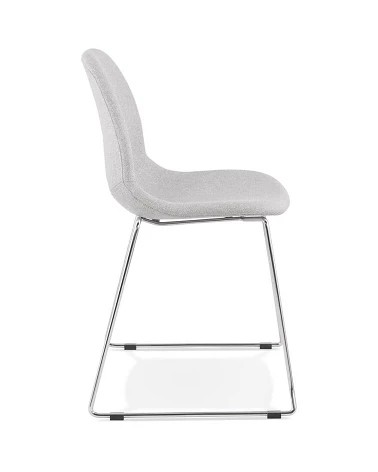 Chaise design metal chrome 'SILENTO" tissu Gris Clair profil