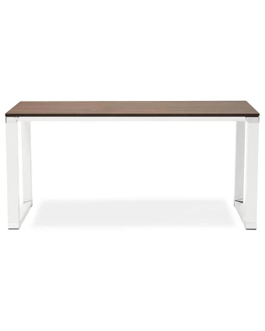 Bureau Métal Blanc 160 cm WARNER Bois Noyer face