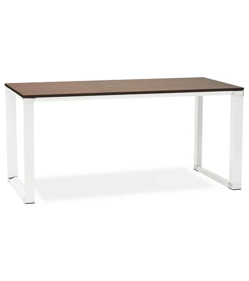 Bureau Métal Blanc 160 cm WARNER Bois Noyer