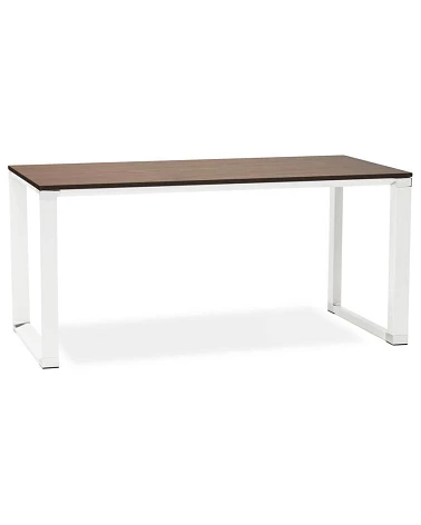 Bureau Métal Blanc 160 cm WARNER Bois Noyer