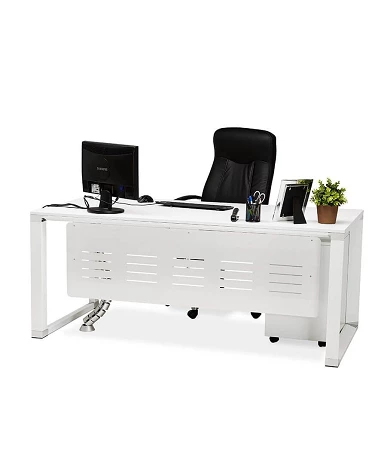 Bureau Metal blanc 160 cm WARNER Bois Blanc