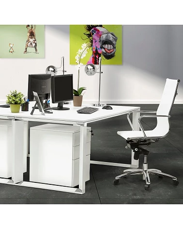 Bureau Metal blanc 160 cm WARNER Bois Blanc