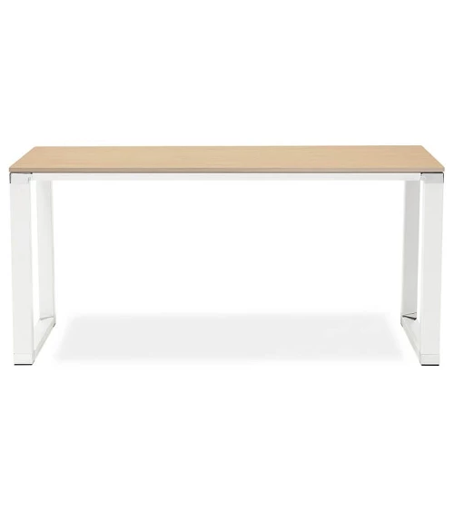 Bureau Métal Blanc 160 cm WARNER Bois Naturel