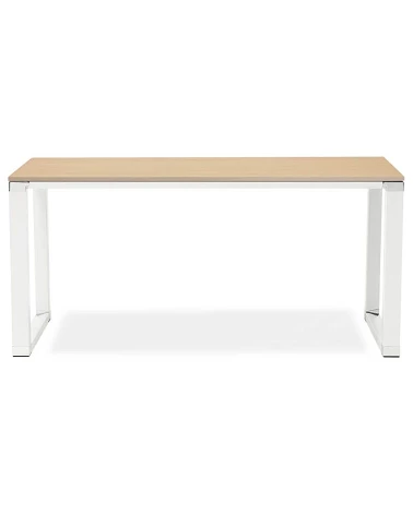 Bureau Métal Blanc 160 cm WARNER Bois Naturel