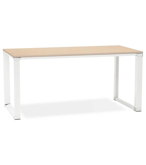 Bureau Métal Blanc 160 cm WARNER Bois Naturel